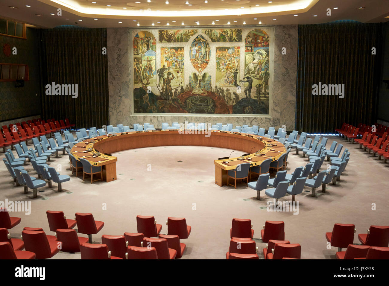 Sicherheitsrat Kammer am Sitz Vereinten Nationen, New York City USA bauen Stockfoto