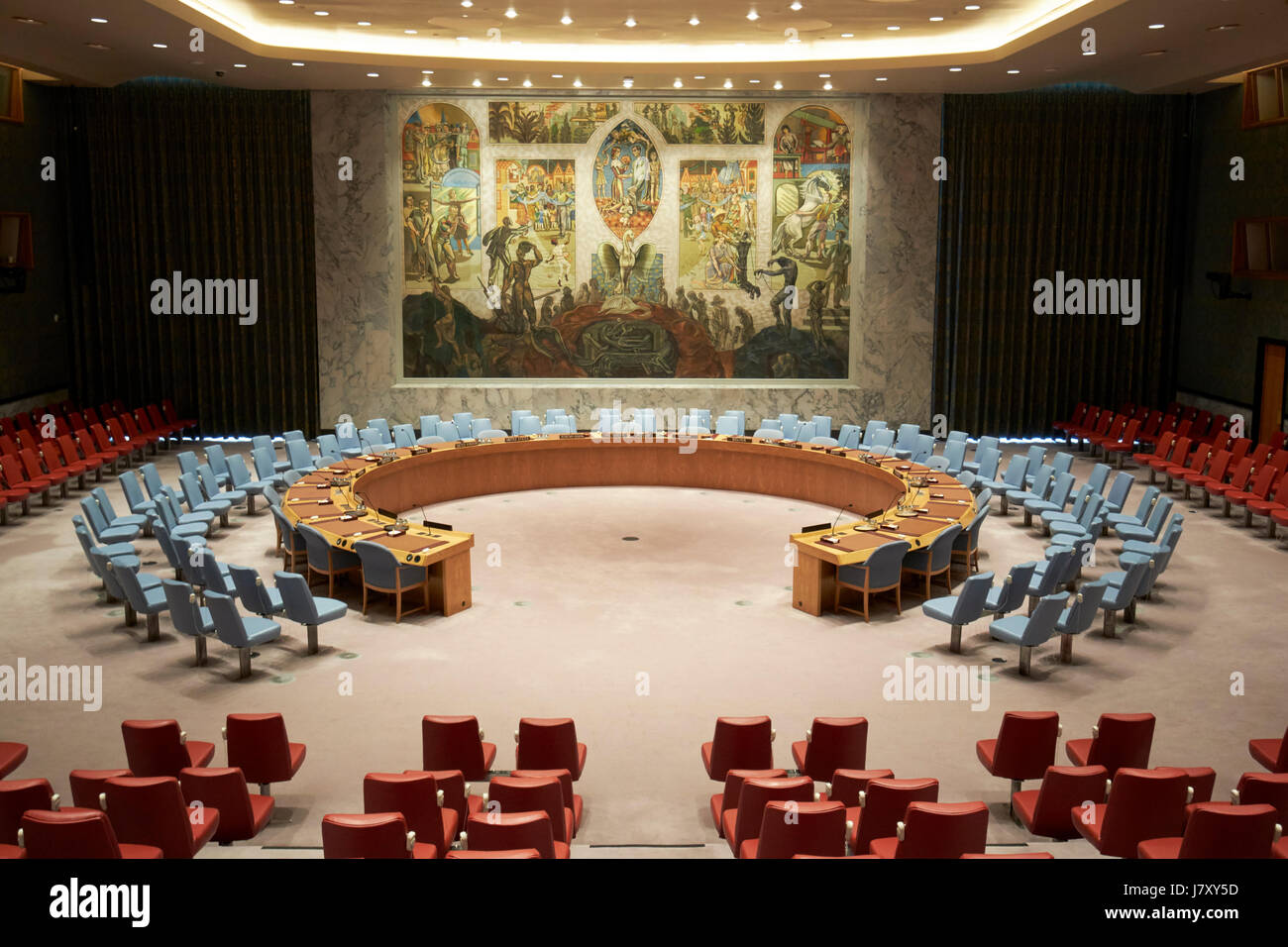 Sicherheitsrat Kammer am Sitz Vereinten Nationen, New York City USA bauen Stockfoto