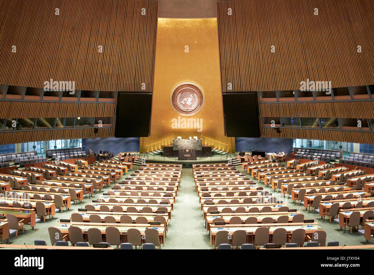 Kammermusiksaal der Generalversammlung am Sitz Vereinten Nationen, New York City USA bauen Stockfoto