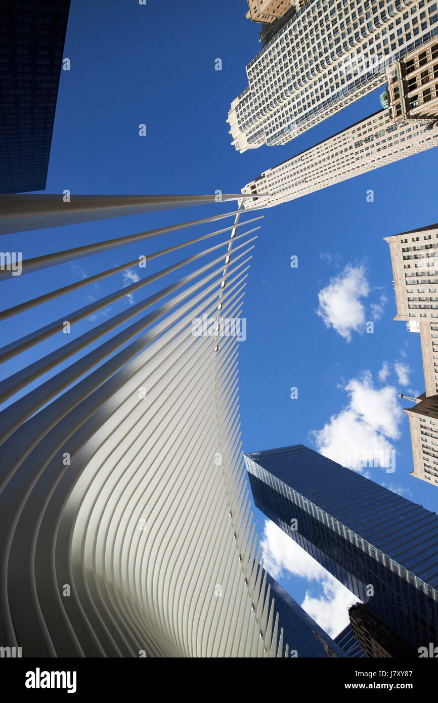 World Trade Center Verkehrsknotenpunkt und Einkaufszentrum Westfield World Trade Center bekannt als das Oculus New York Vereinigte Staaten Stockfoto
