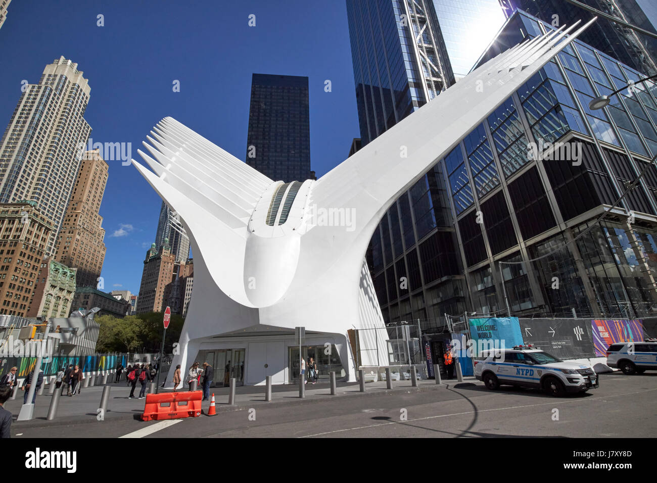 World Trade Center Verkehrsknotenpunkt und Einkaufszentrum Westfield World Trade Center bekannt als das Oculus New York Vereinigte Staaten Stockfoto