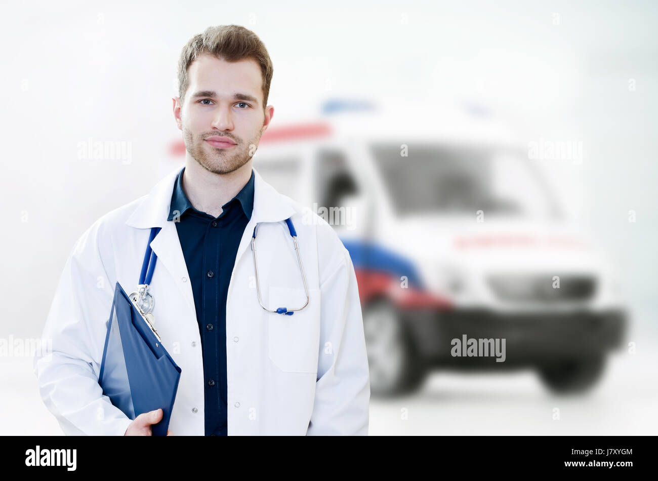 Doctor Medic Krankenwagen Gesundheitswesen Medizin Krankenhaus Stethoskop Zusammensetzung Stockfoto