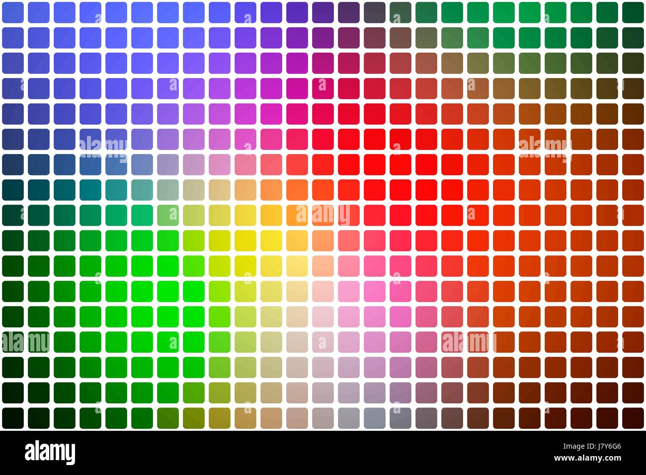 Grün blau orange roten Vektor abstrakte Mosaik Hintergrund mit abgerundeten Ecken quadratischen Fliesen in weiß Stock Vektor