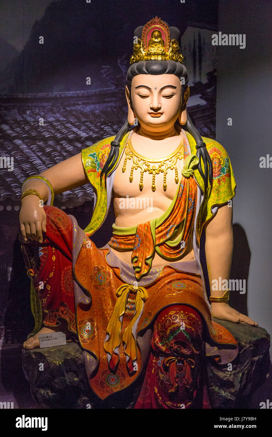 Wenzhou, Zhejiang, China.  Chinesischer Buddha im immateriellen kulturellen Erbe-Museum. Stockfoto