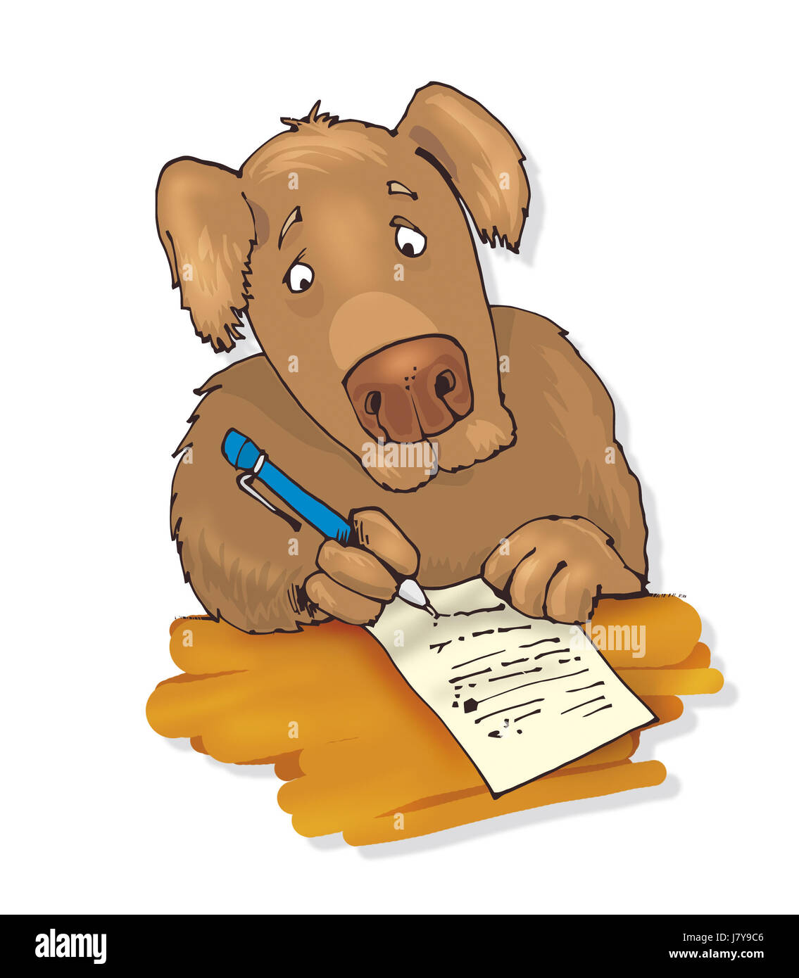 Schreiben Schrieb Dass Schreiben Hund Abbildung Gedicht Brief Cartoon Zottigen Schreibt Stockfotografie Alamy
