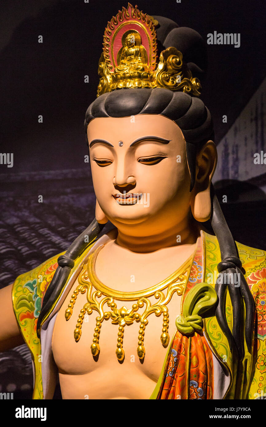 Wenzhou, Zhejiang, China.  Chinesischer Buddha im immateriellen kulturellen Erbe-Museum. Stockfoto