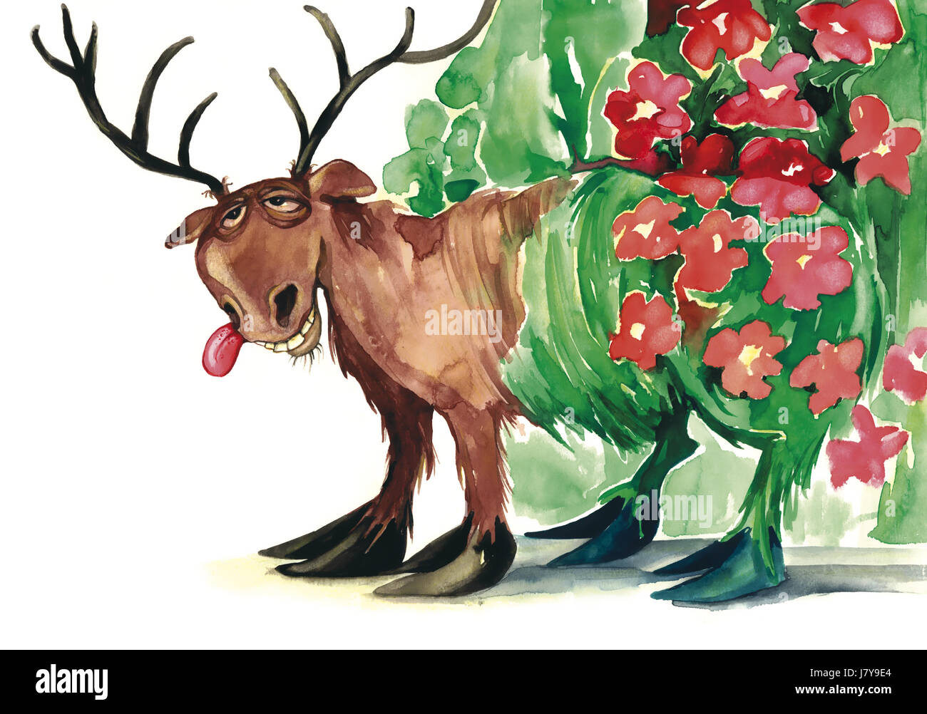 Blume Pflanze Horn Abbildung Märchen lustig Hirsch cartoon Lachen lacht