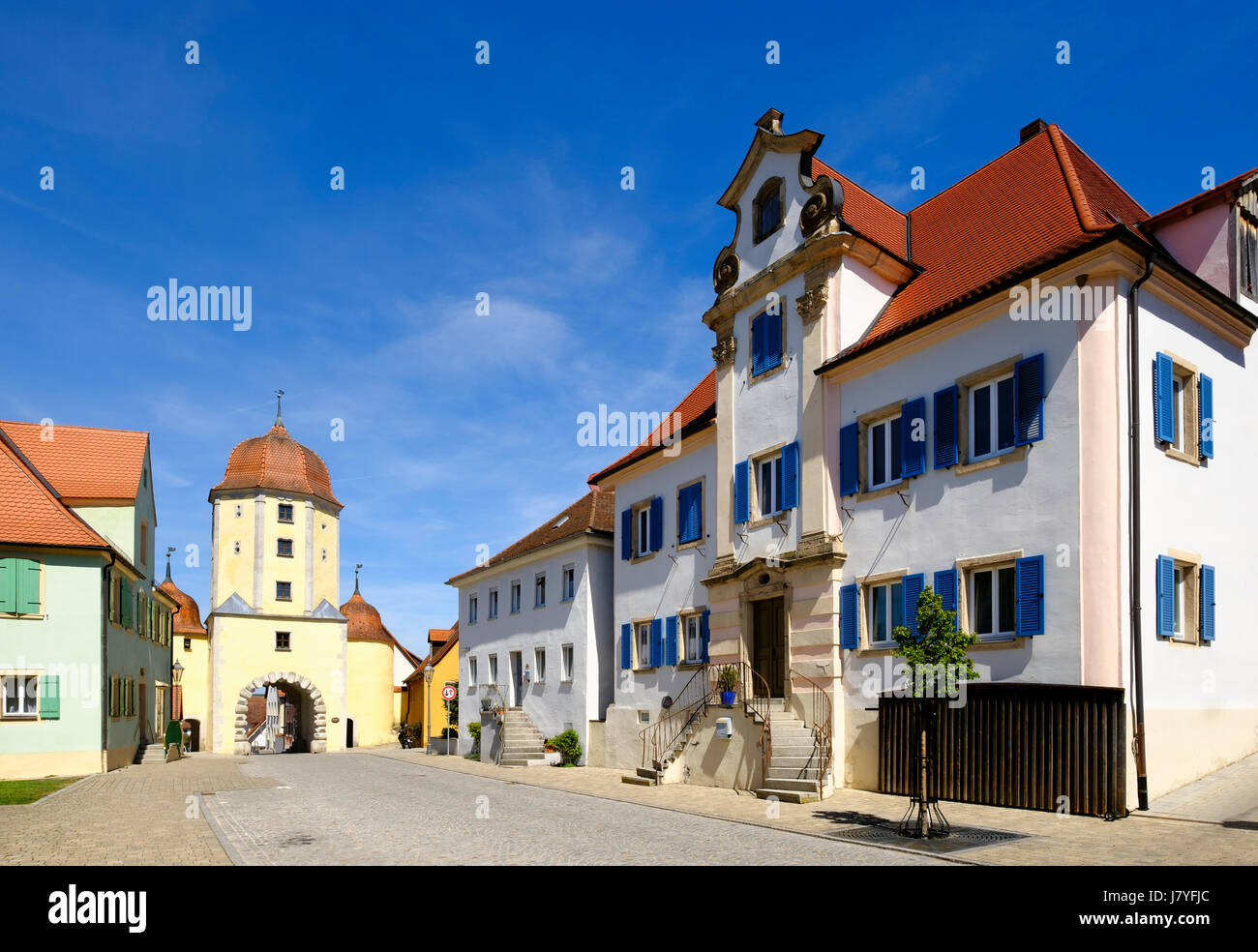 Pleinfelder Tor und Ackerland Haus, Ellingen, Fränkische Seenland, Altmühltal Natur bewahren, Mittelfranken, Franken Stockfoto