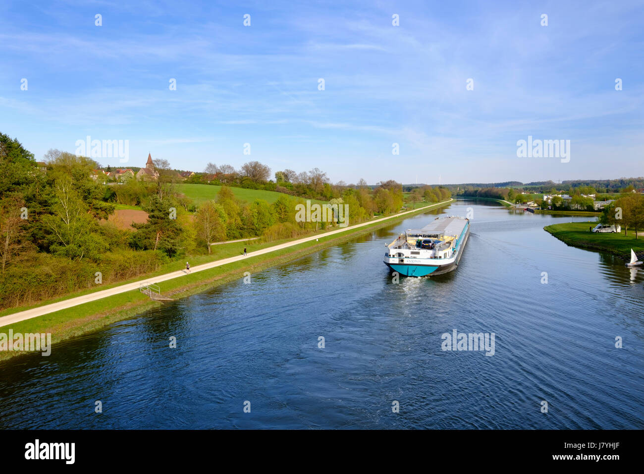 Freightship am Main-Donau-Kanal, Hilpoltstein, fränkische Seenplatte, Mittelfranken, Franken, Bayern, Deutschland Stockfoto