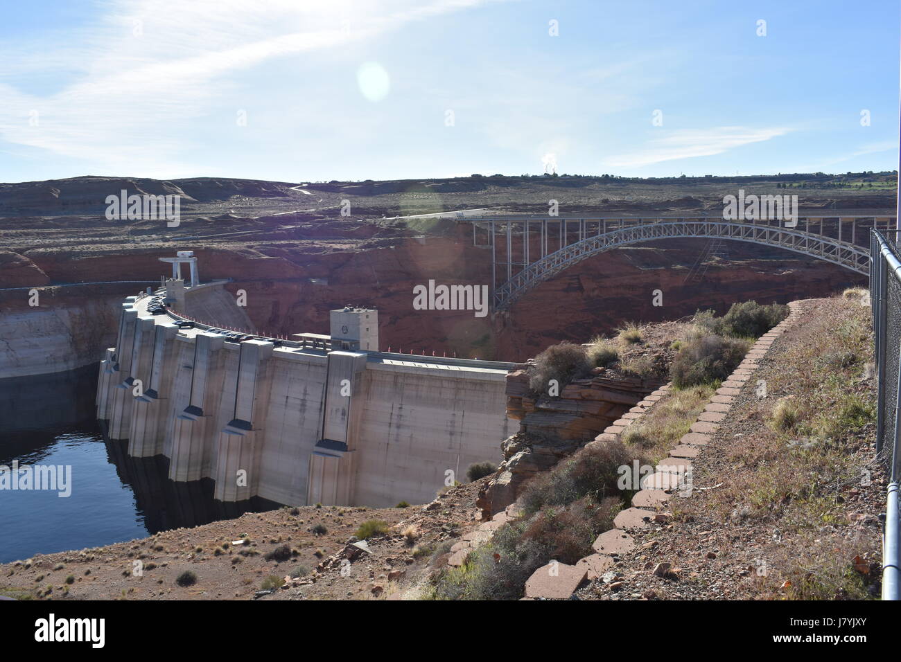 Die berühmten Hooverdamm und Brücke an der Grenze zwischen Nevada und Arizona Stockfoto