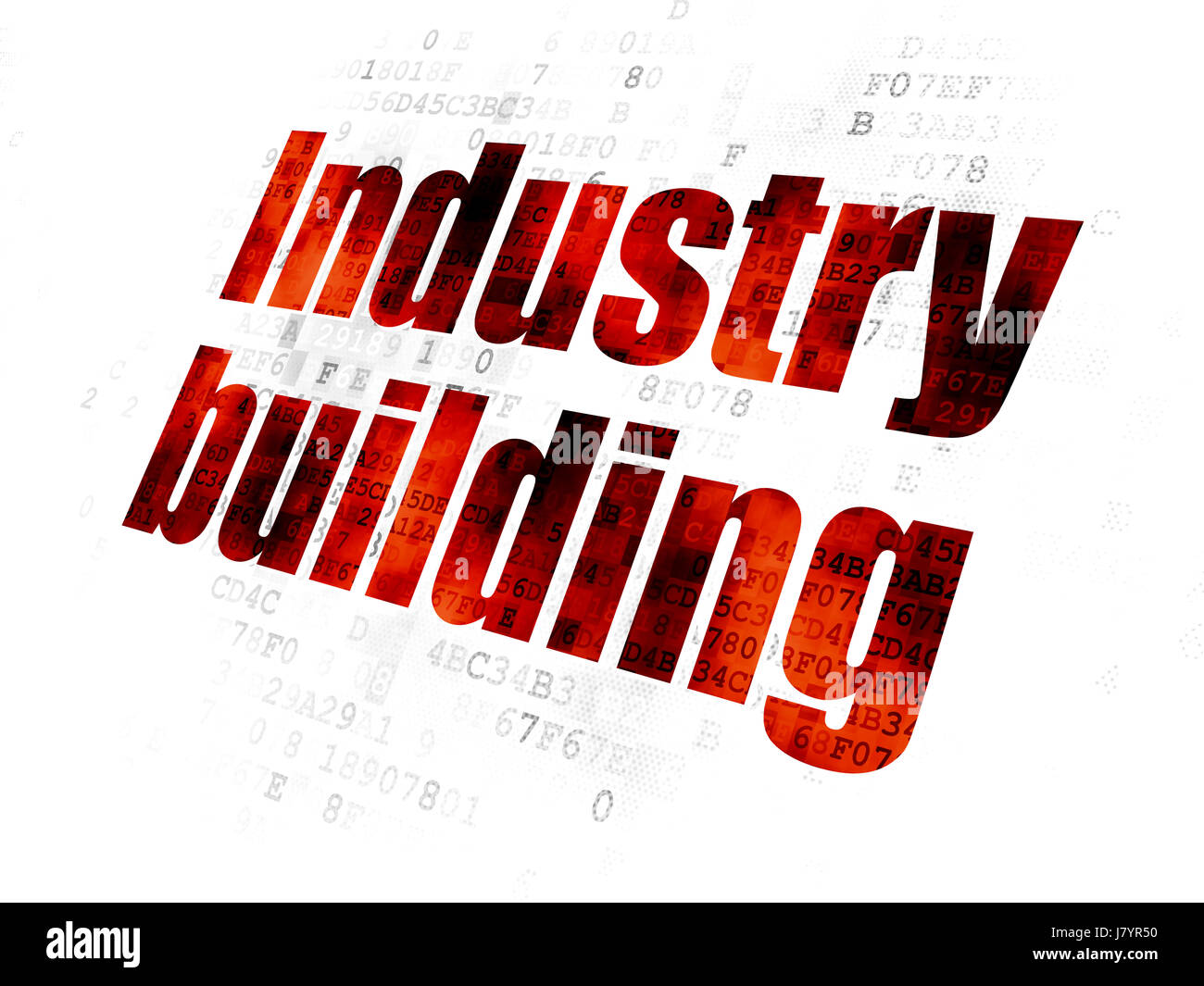 Manufacuring Konzept: Industriegebäude auf Digital-Hintergrund Stockfoto