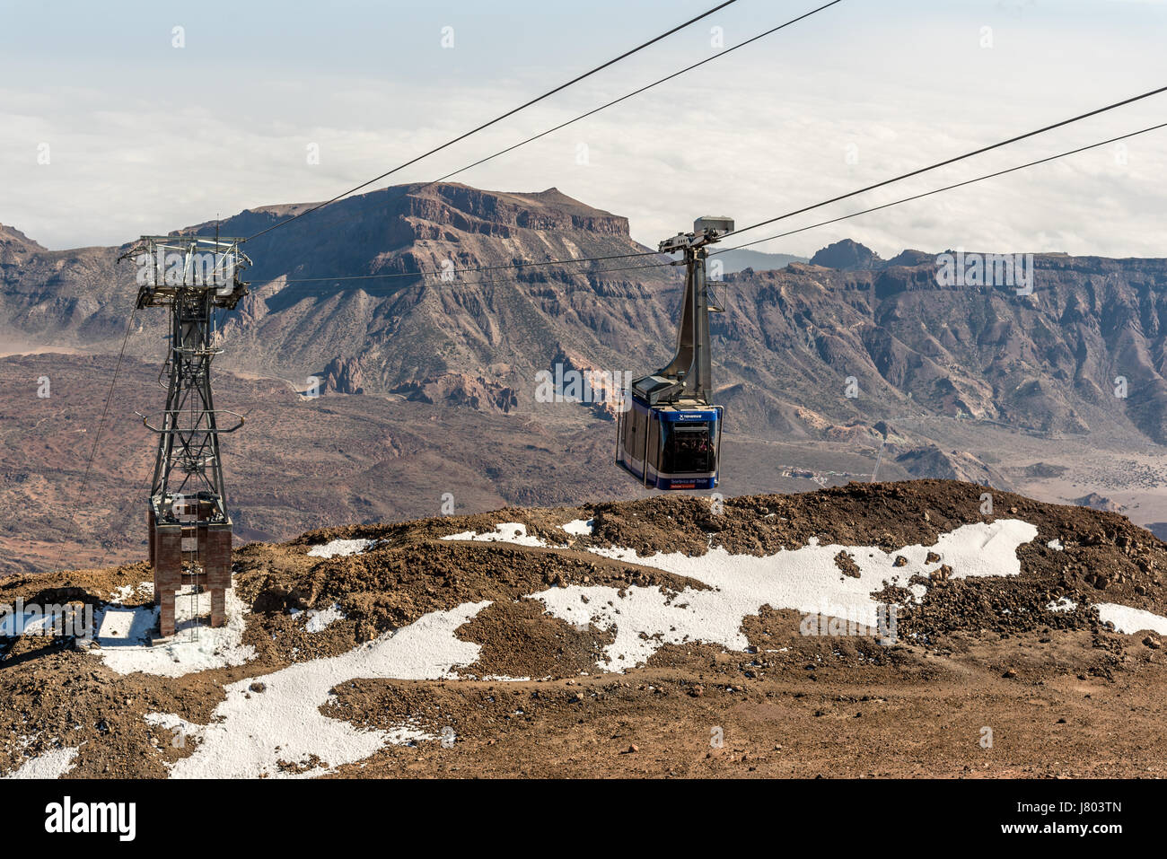 Innenansicht der Teide Vulkankrater von Seilbahn Stockfoto