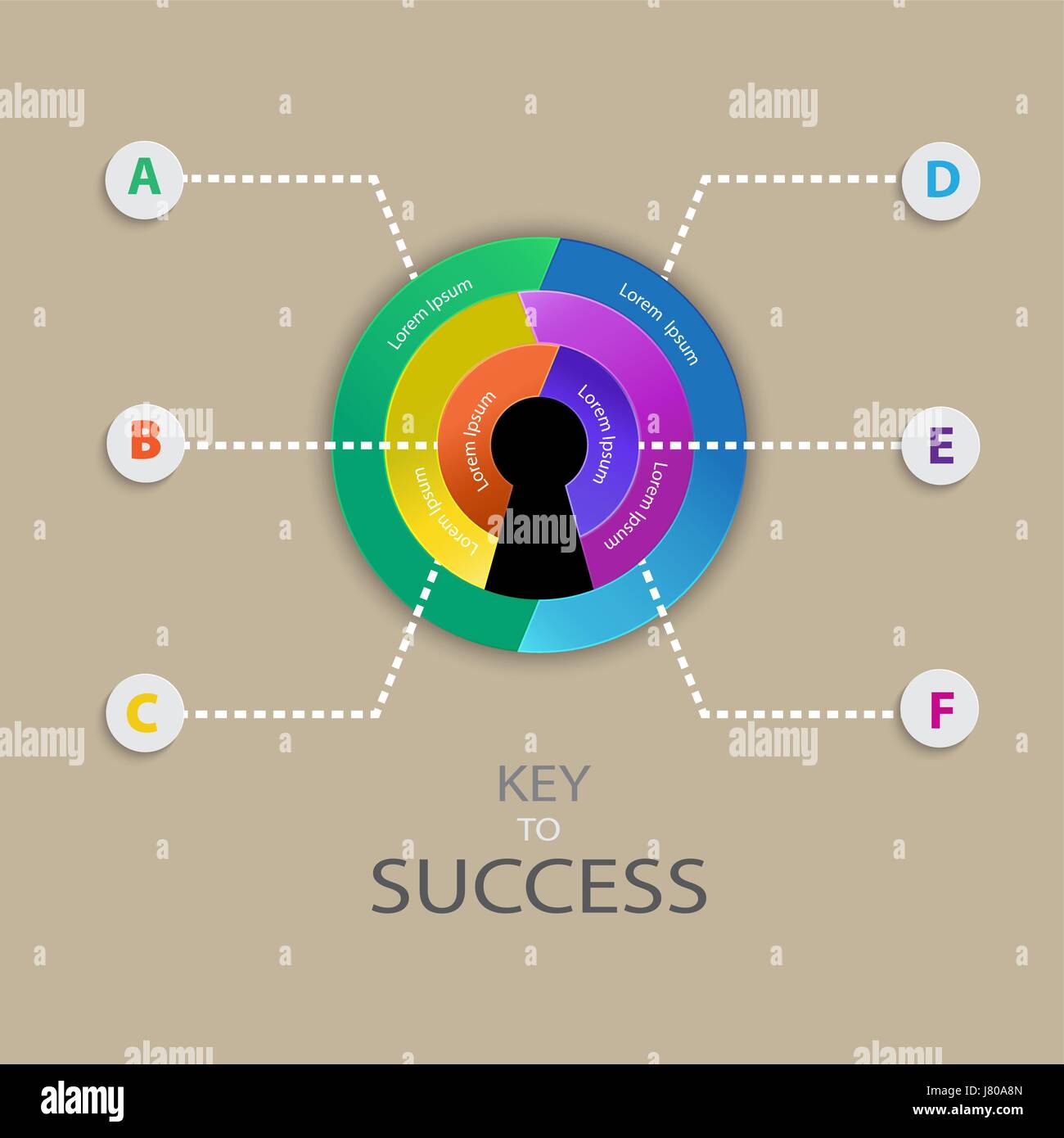 Business-Infografik für Schlüssel zu Erfolgskonzept. Vektor-Illustration für Web-Design, Mobile, Layout, Diagramm, Grafik. Stock Vektor