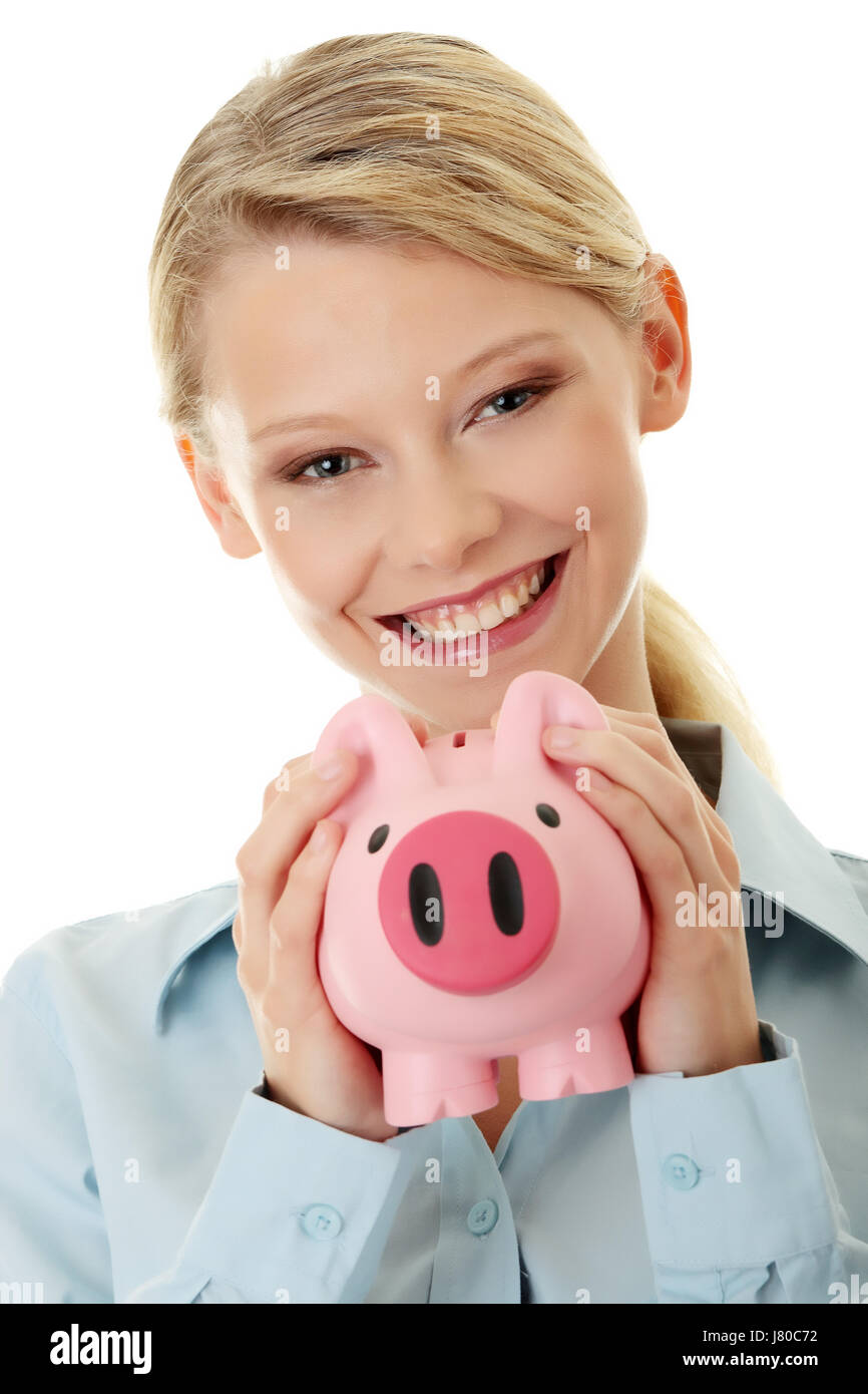 Schließen Sie Bankkredite Institution Dollar Dollar Frau Frauen schön beauteously Stockfoto