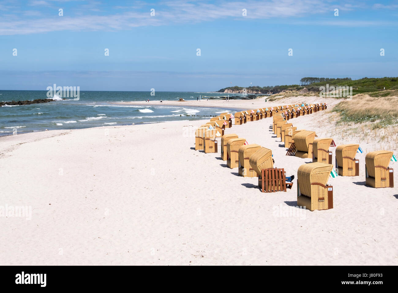 Wustrow Strand mit Strandkörben, Mecklenburg-Vorpommern, Deutschland Stockfoto