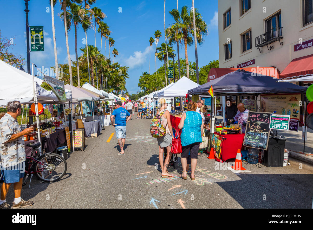 Samstag Morgen im freien Farmers Market in Venice Florida Stockfoto