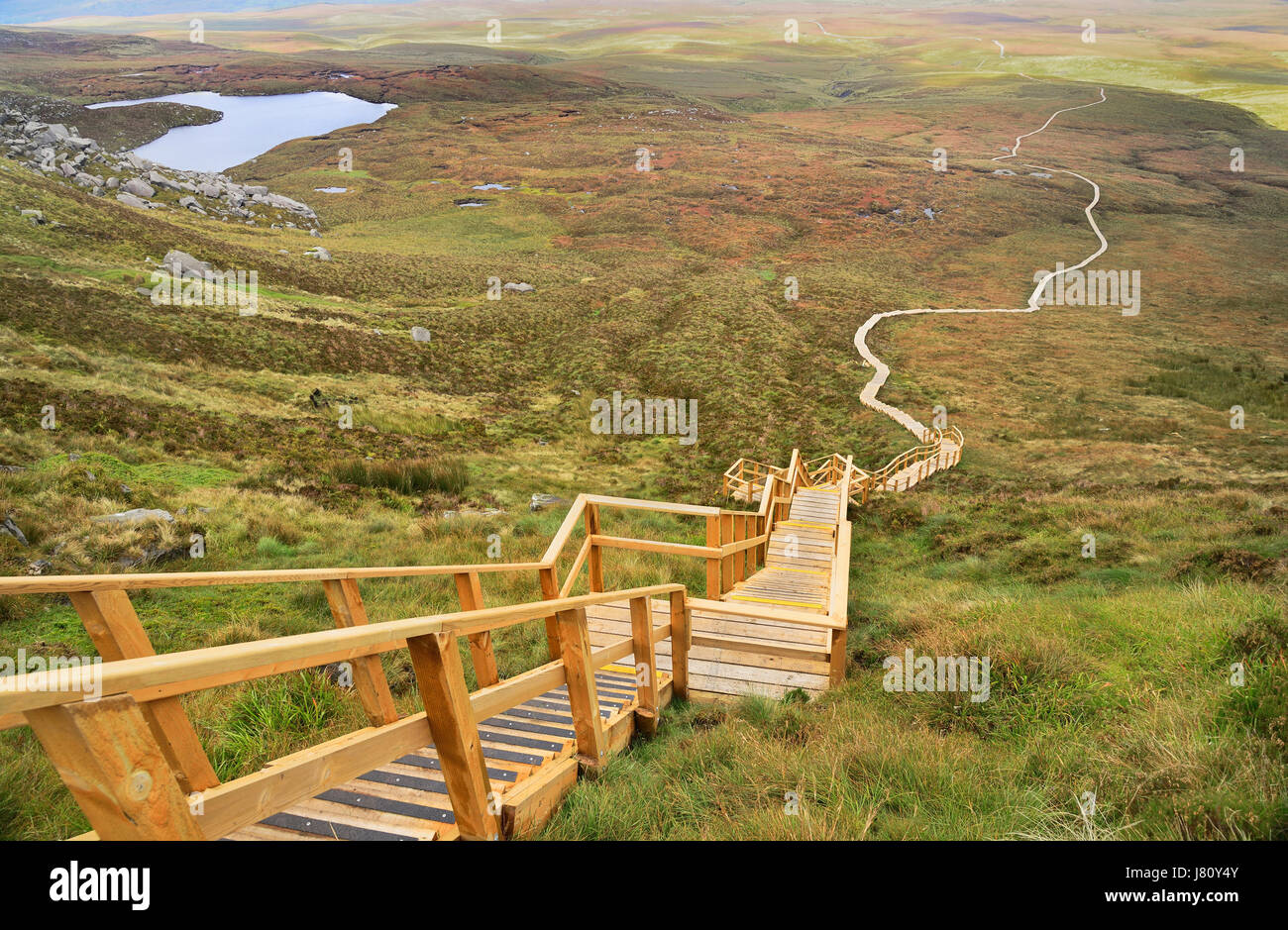 Irland, Grafschaft Fermanagh, Cuilcagh Mountain Park, Legnabrocky Trail. Stockfoto