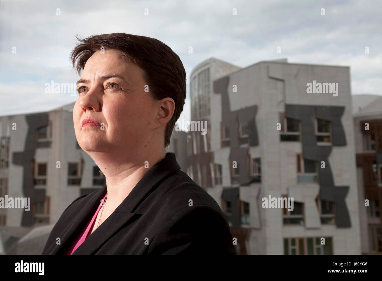 Ruth Davidson, MSP Anführer der schottischen Conservative And Unionist Party. Schottisches Parlament, Holyrood, 28. April 2017 Stockfoto