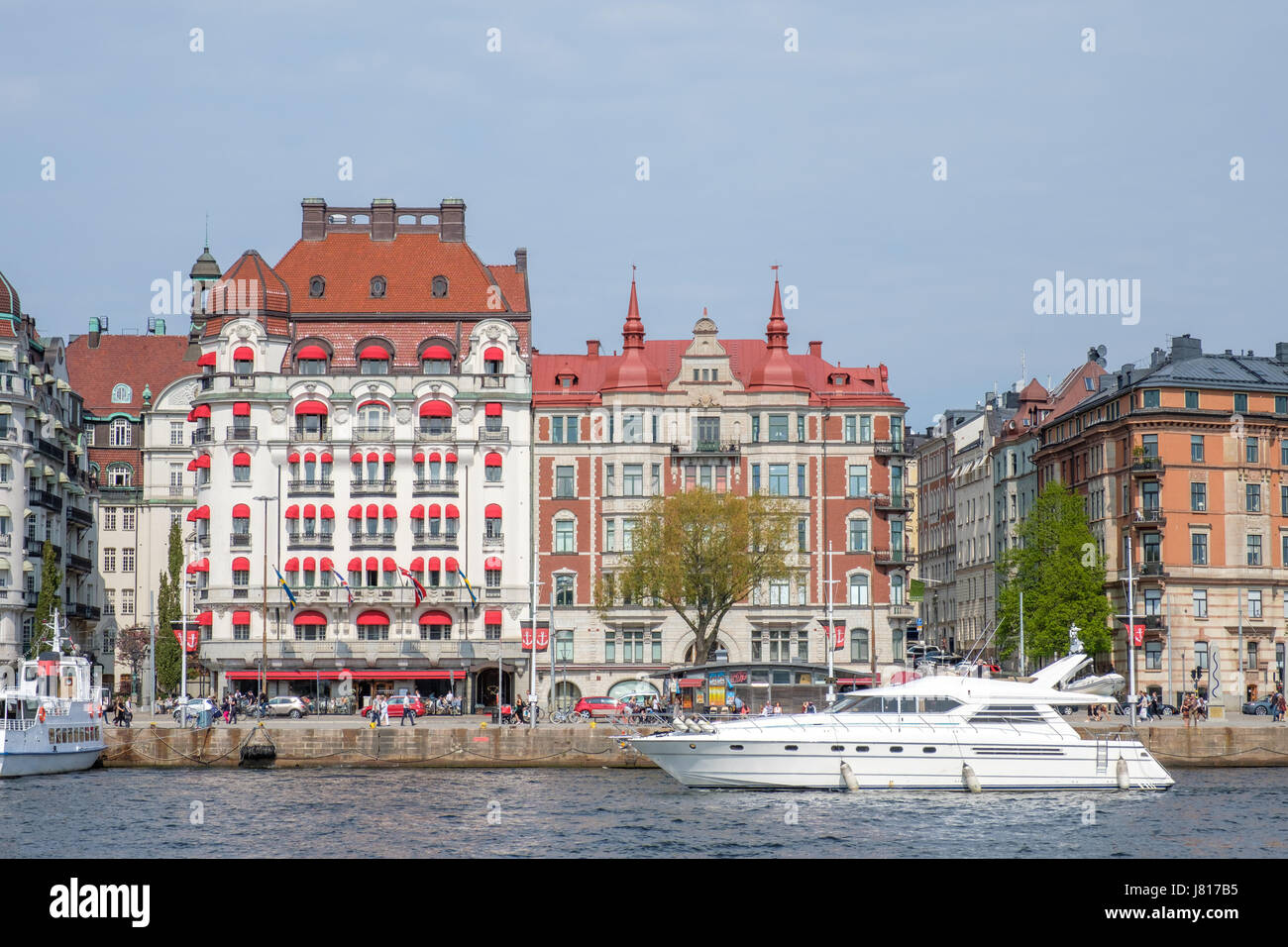 Hotel Diplomat am Strandvägen in Stockholm. Einige der teuersten Wohnungen i n Schweden befinden sich auf dieser Straße. Stockfoto