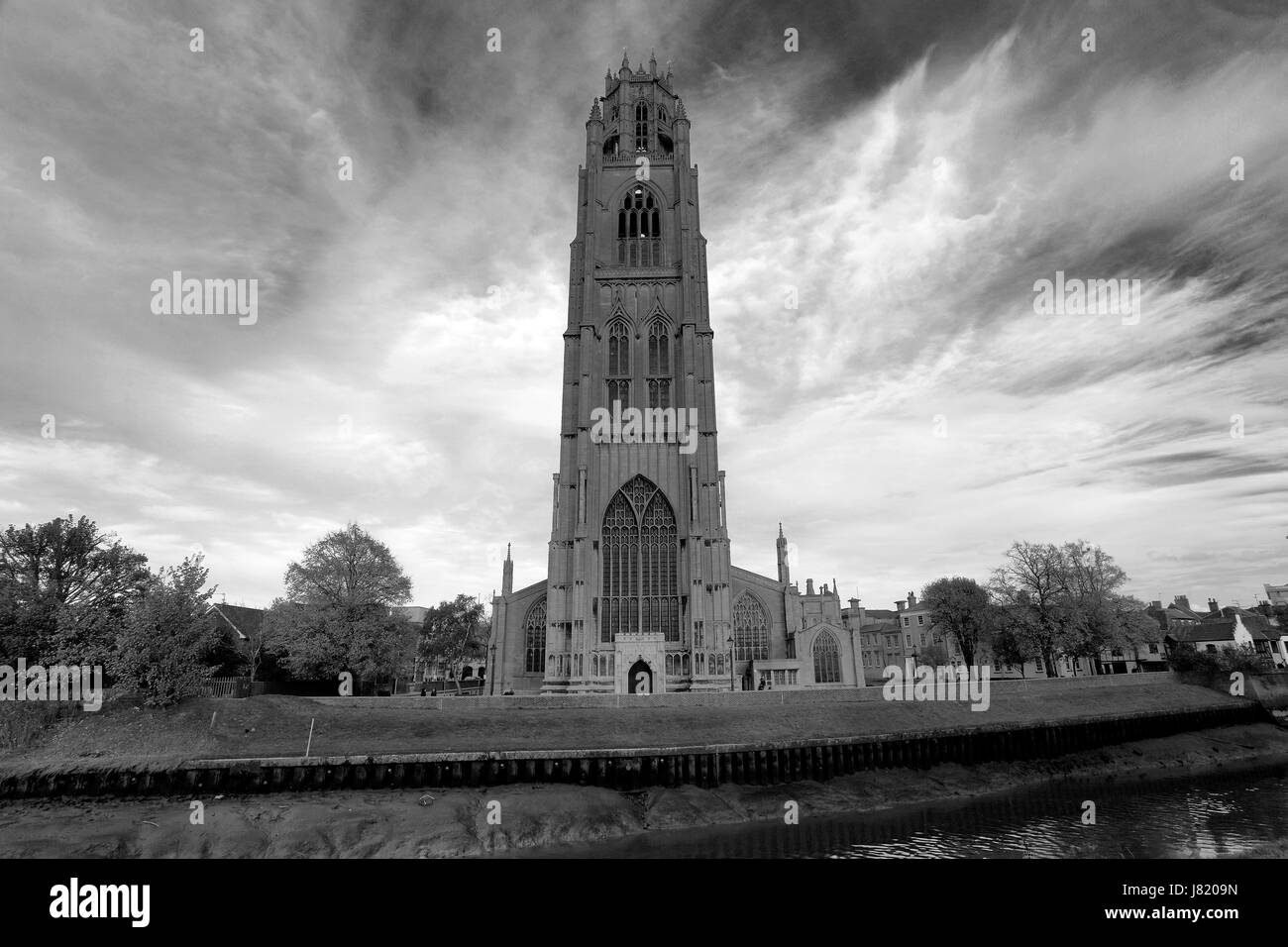 Herbst Sonnenuntergang, St Botolphs Kirche (Boston Stump), Boston Stadt, Grafschaft Lincolnshire, England, UK Stockfoto