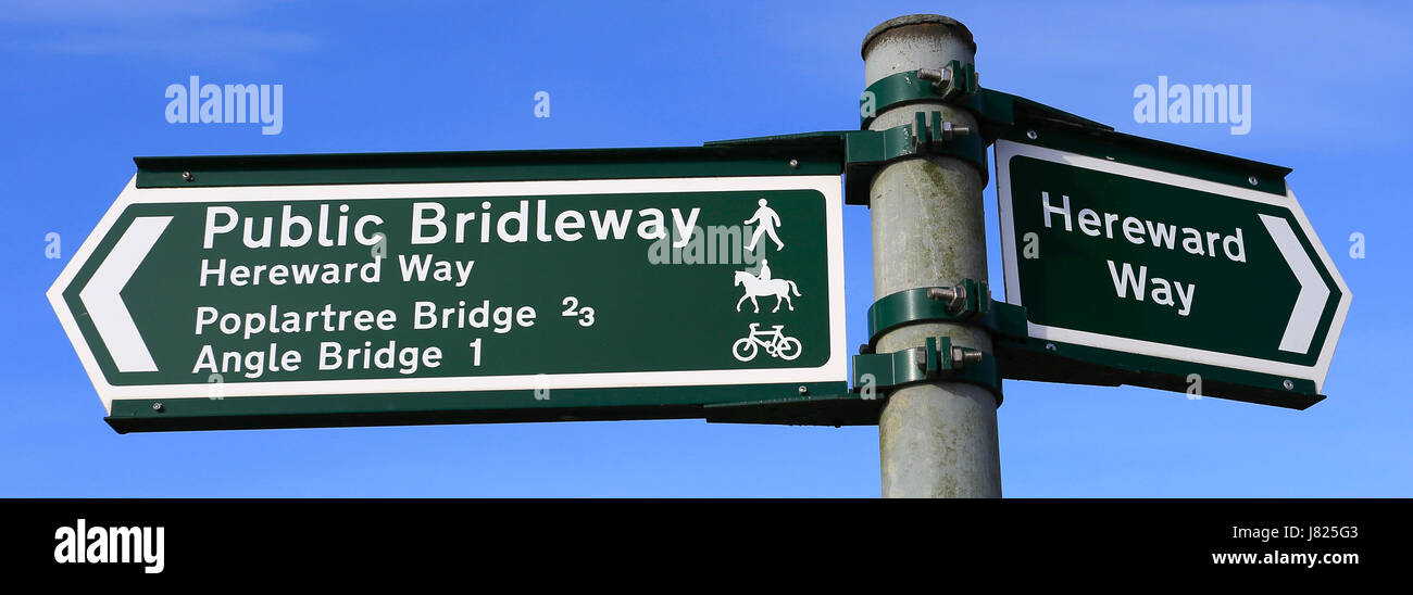 Hereward Weise Fußweg Zeichen; Whittlesey Stadt; Cambridgeshire; England Stockfoto