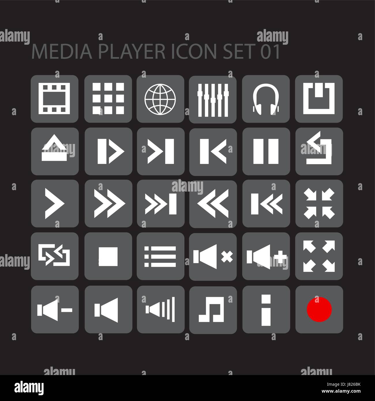 Medien Player flach Stil-Ikone für Ihr Web, Mobile oder einem Gerät festgelegt Stock Vektor