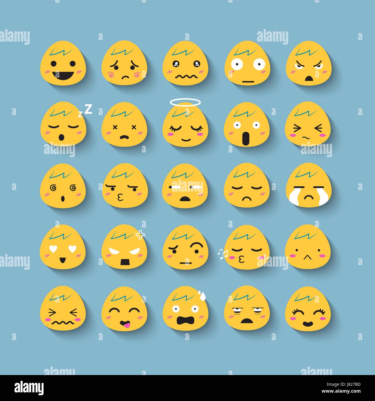 Emotion Cartoon Gesicht Vektor Icon-Set. Stock Vektor