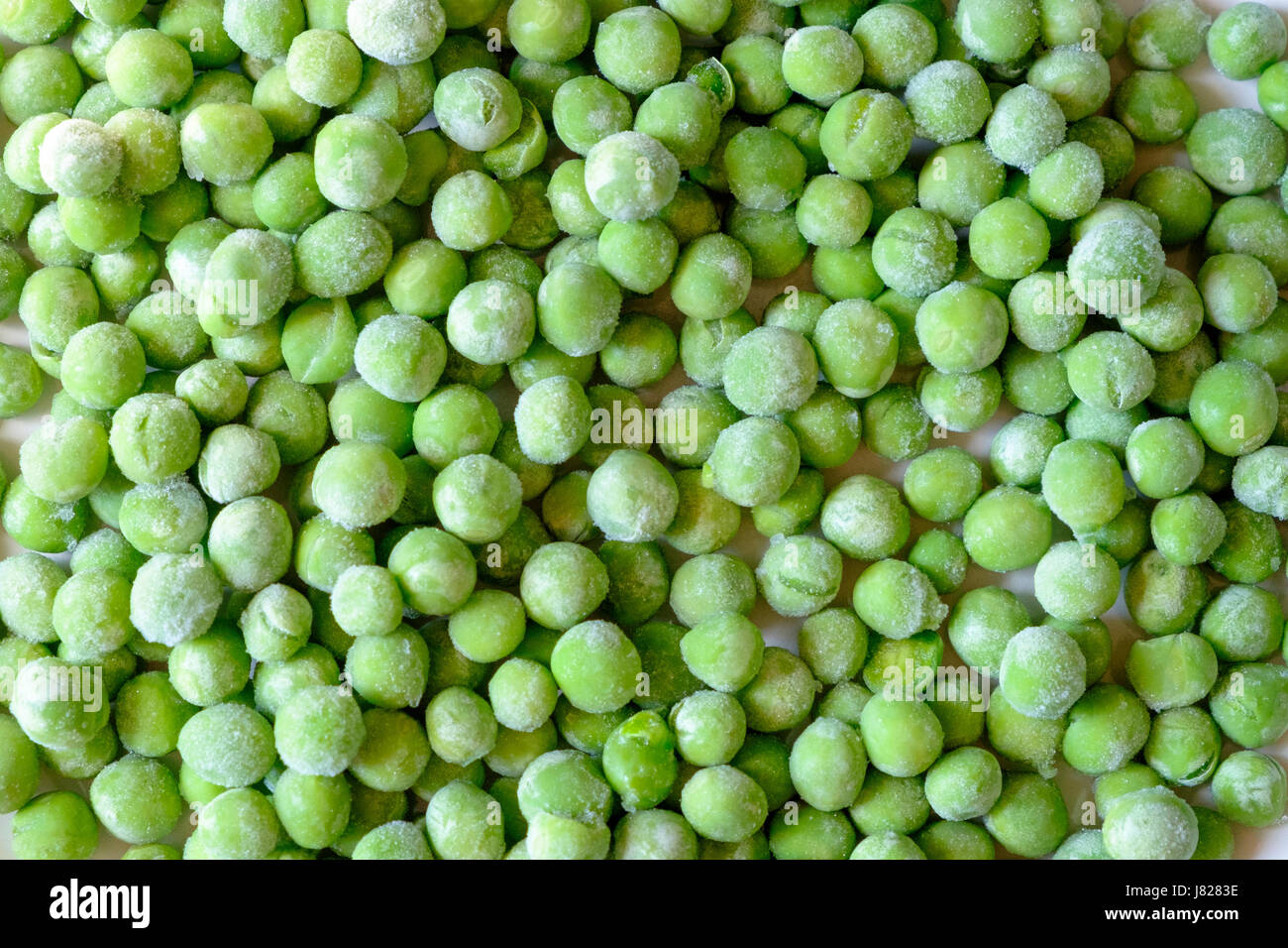 Gefrorene Erbsen petit Pois auf einem weißen Teller Stockfoto