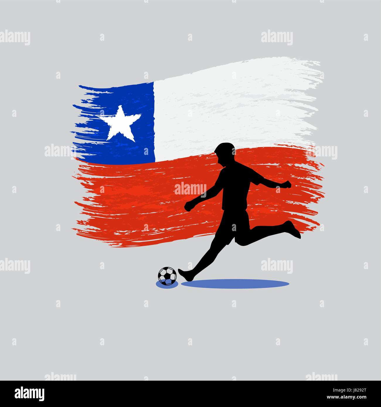 Fußball Spieler Action mit Flagge der Republik Chile auf Hintergrund Stock Vektor