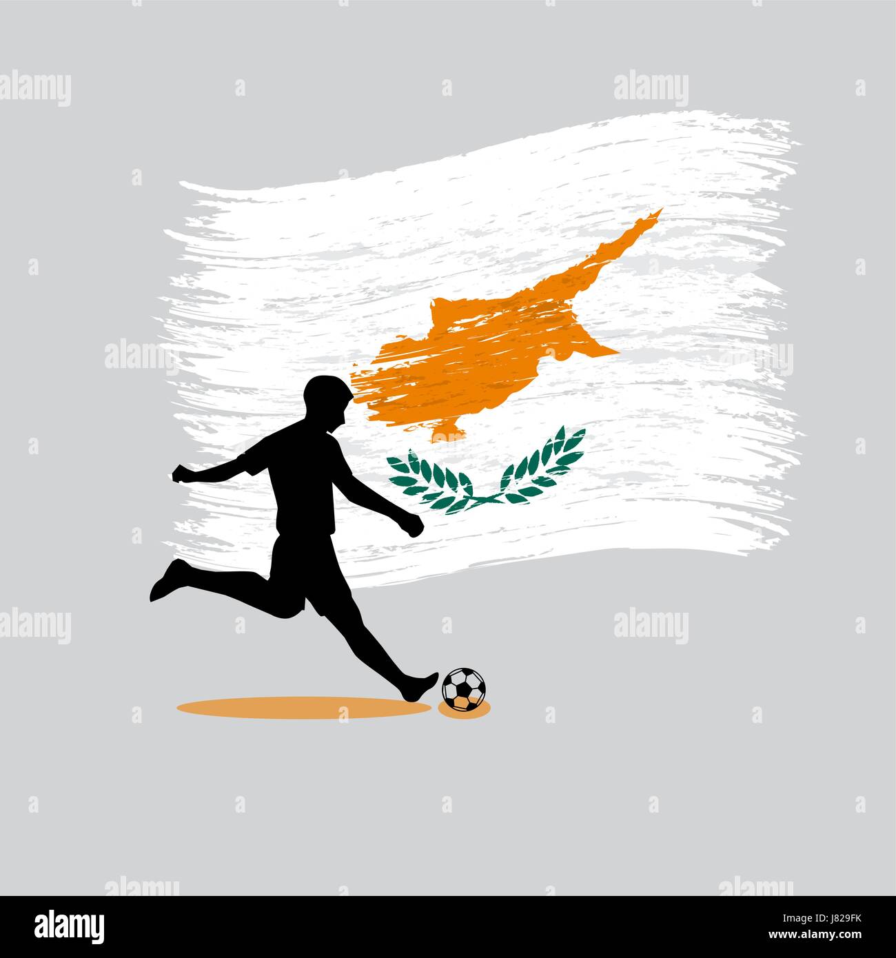 Fußball-Spieler-Action mit Flagge der Republik Zypern auf Hintergrund Vektor Stock Vektor
