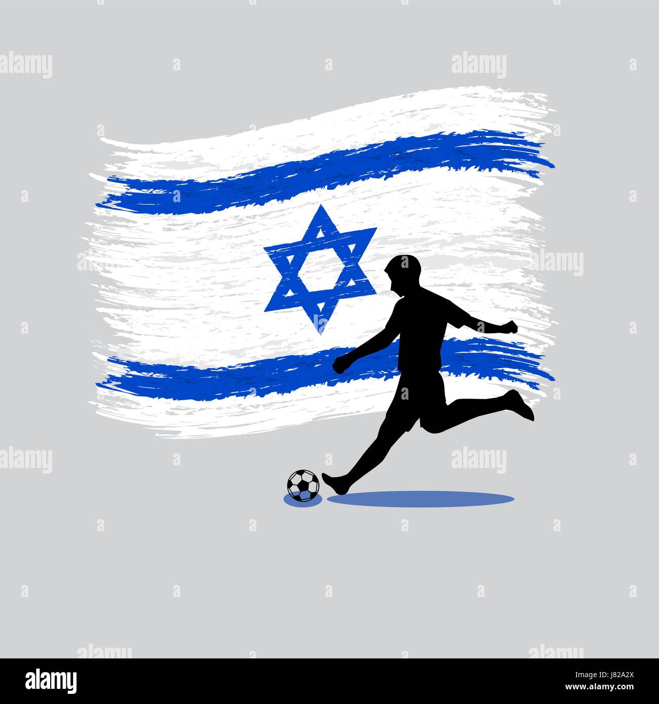 Fußball Spieler Action mit Israels Flagge auf Hintergrund Vektor Stock Vektor