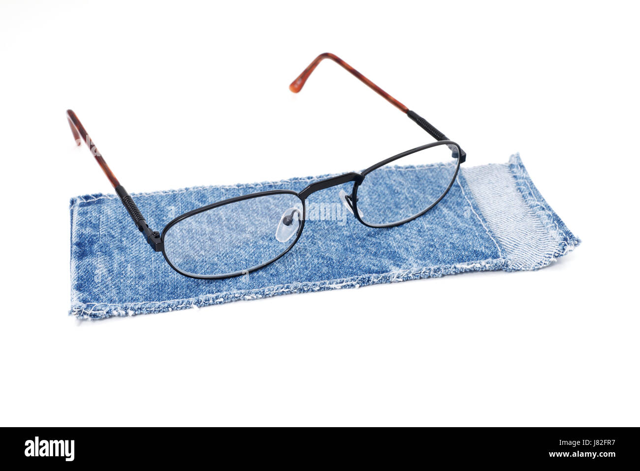 isolierte Brille Brille Brillen Kontaktlinsen lesen Fall Sehvermögen blau Glas Stockfoto