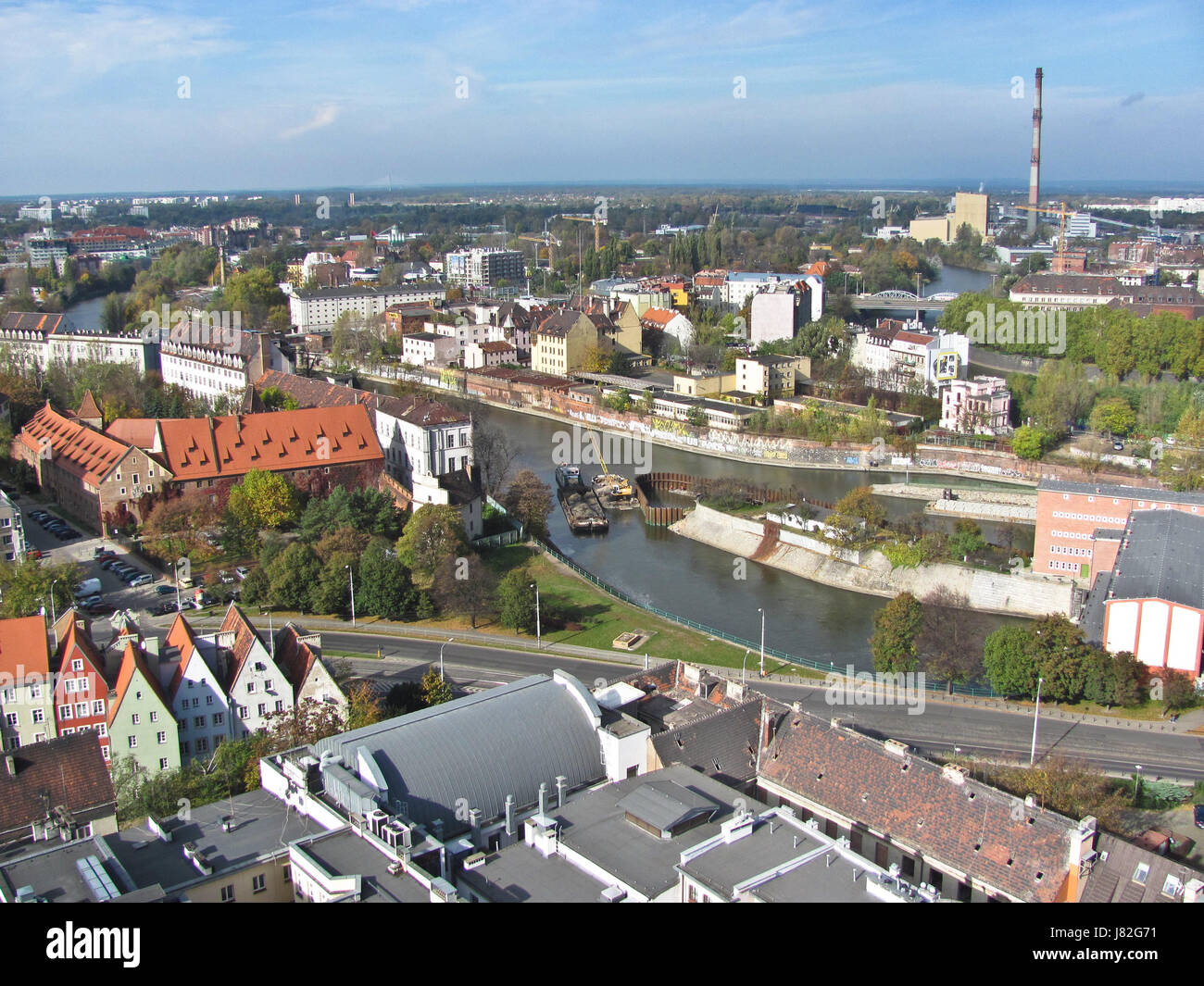 Blick auf die Stadt von St. Maria Magdalena Kirche, Wroclaw, Polen Stockfoto