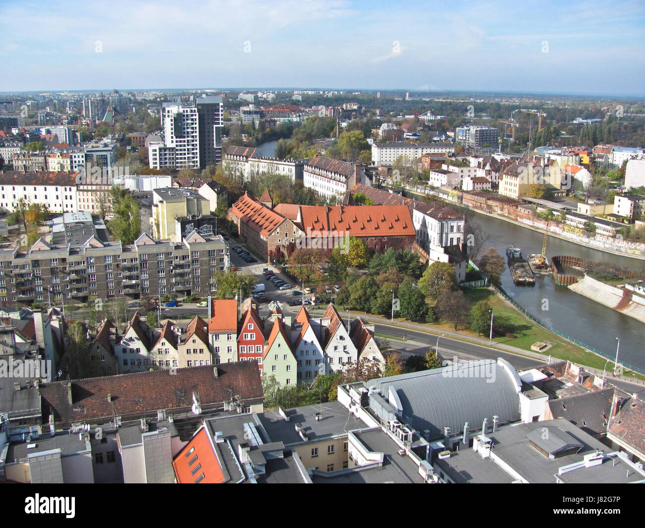 Blick auf die Stadt von St. Maria Magdalena Kirche, Wroclaw, Polen Stockfoto