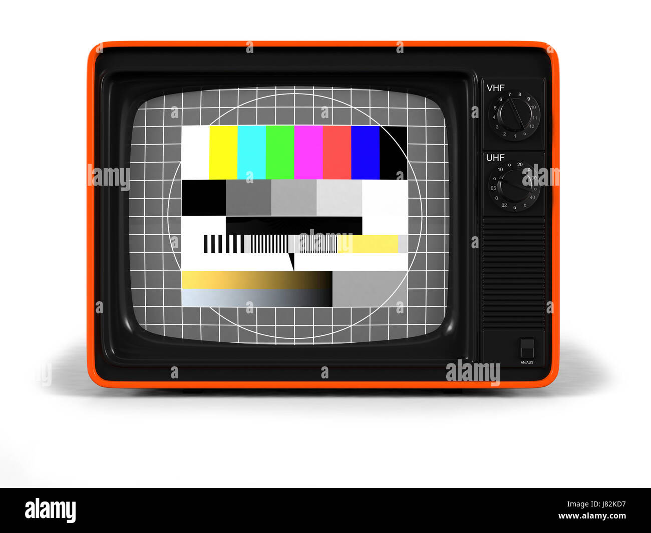 Vintage TV tv Fernseher orange Retro-Design Vintage Kunststoff Kunststoff Stockfoto