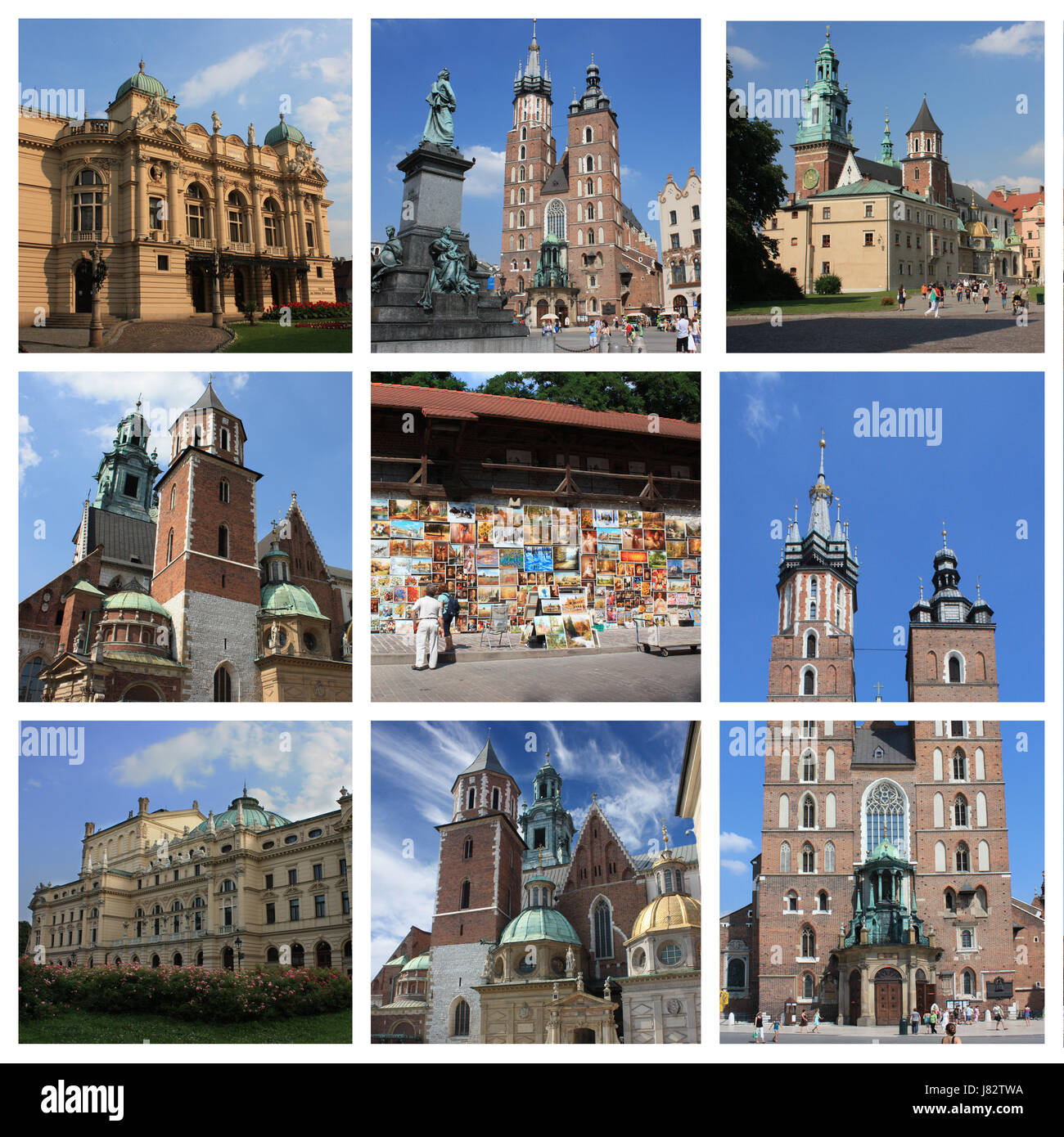 Kirche Stadt Stadt Europa Polen polnische Krakau blaue Turm Reisen Polieren Stockfoto