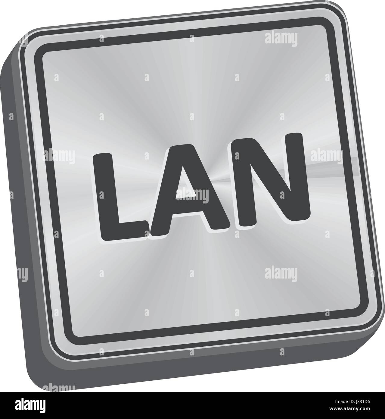 LAN-Taste 3D Schlüssel in gebürstetem Metall Stock Vektor