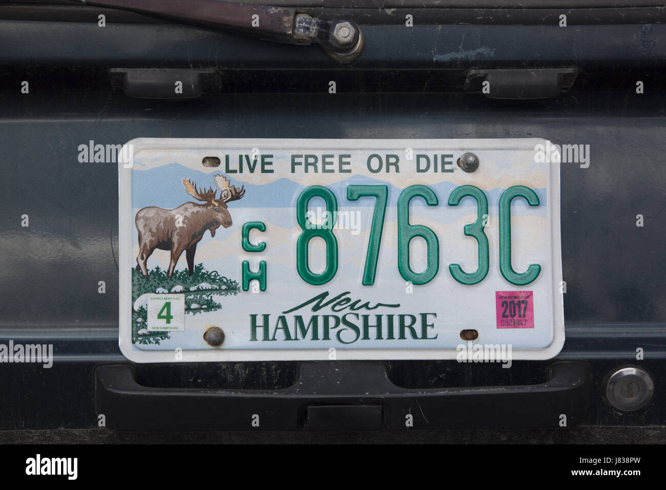 New Hampshire, USA Kfz-Kennzeichen mit dem Ausdruck des Motto "Live Free Or Die" Stockfoto