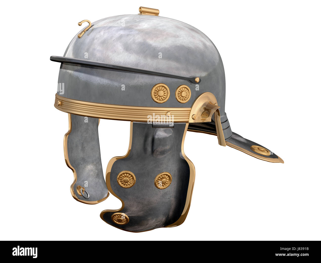 Soldat Geschichte Helm römischer Gladiator alten Centurion isoliert Schlacht Stockfoto