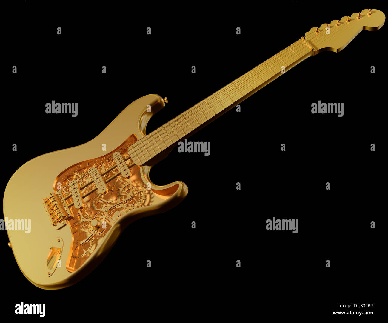 Musik e-Gitarre Maßnahme Instrument Methode Investitionssicherheit Vertrauen teilen Stockfoto