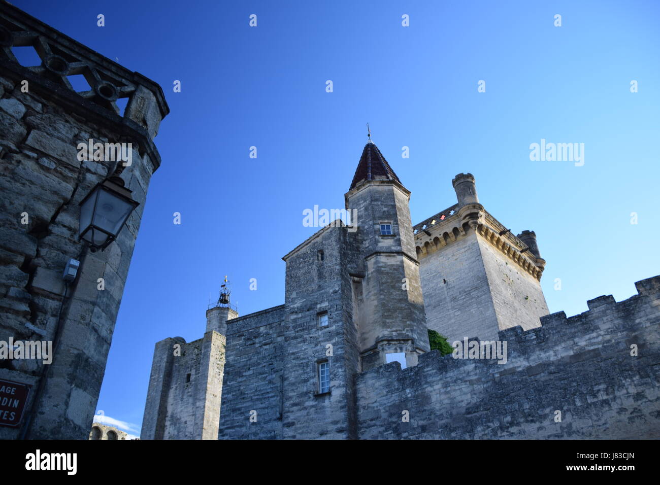 Die Duke's Castle oder Le Duché d'Uzès in Uzes, Languedoc, Frankreich Stockfoto