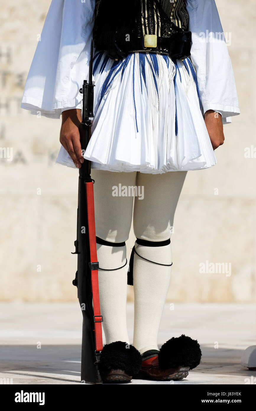 Griechenland Wache griechischen Wächter Griechenland Wache griechischen Soldaten Parlament tradition Stockfoto