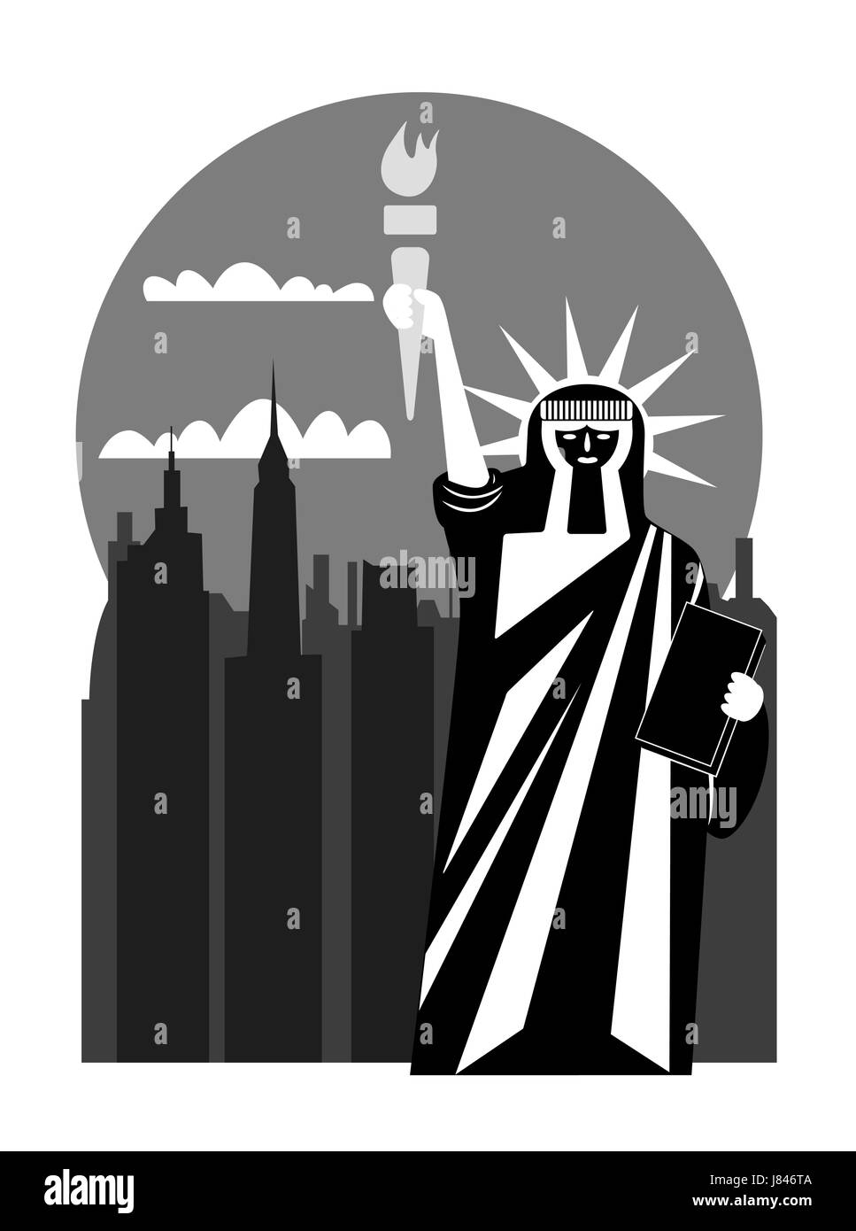 berühmte Statue Freiheit Freiheit Wahrzeichen Logo New York Piktogramm Symbol Zeichen Stockfoto