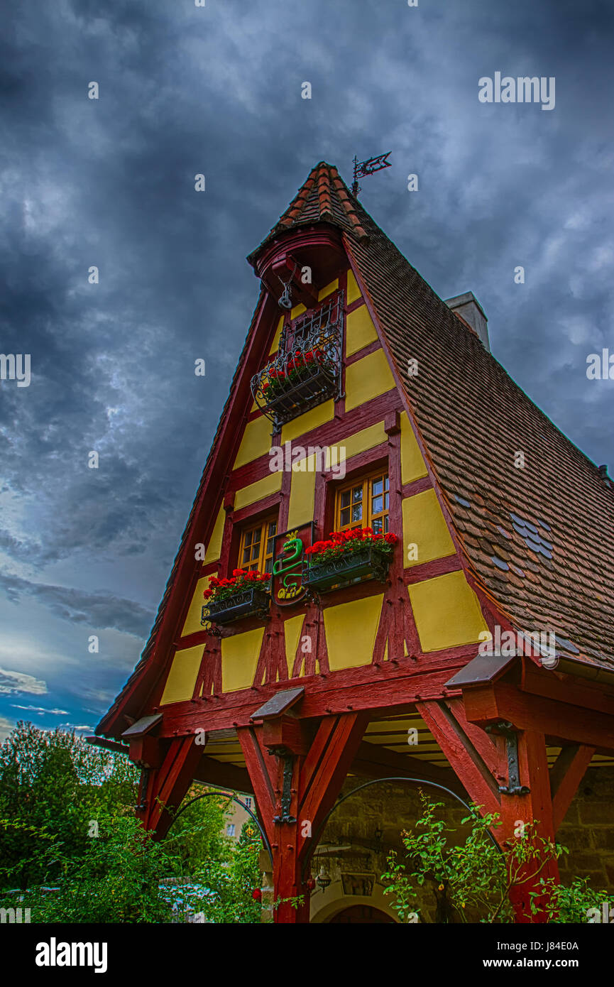 Bild von einem Gebäude in der alten Stadt von Rothenburg Ob der Tauber, Bavaria, Germany Stockfoto
