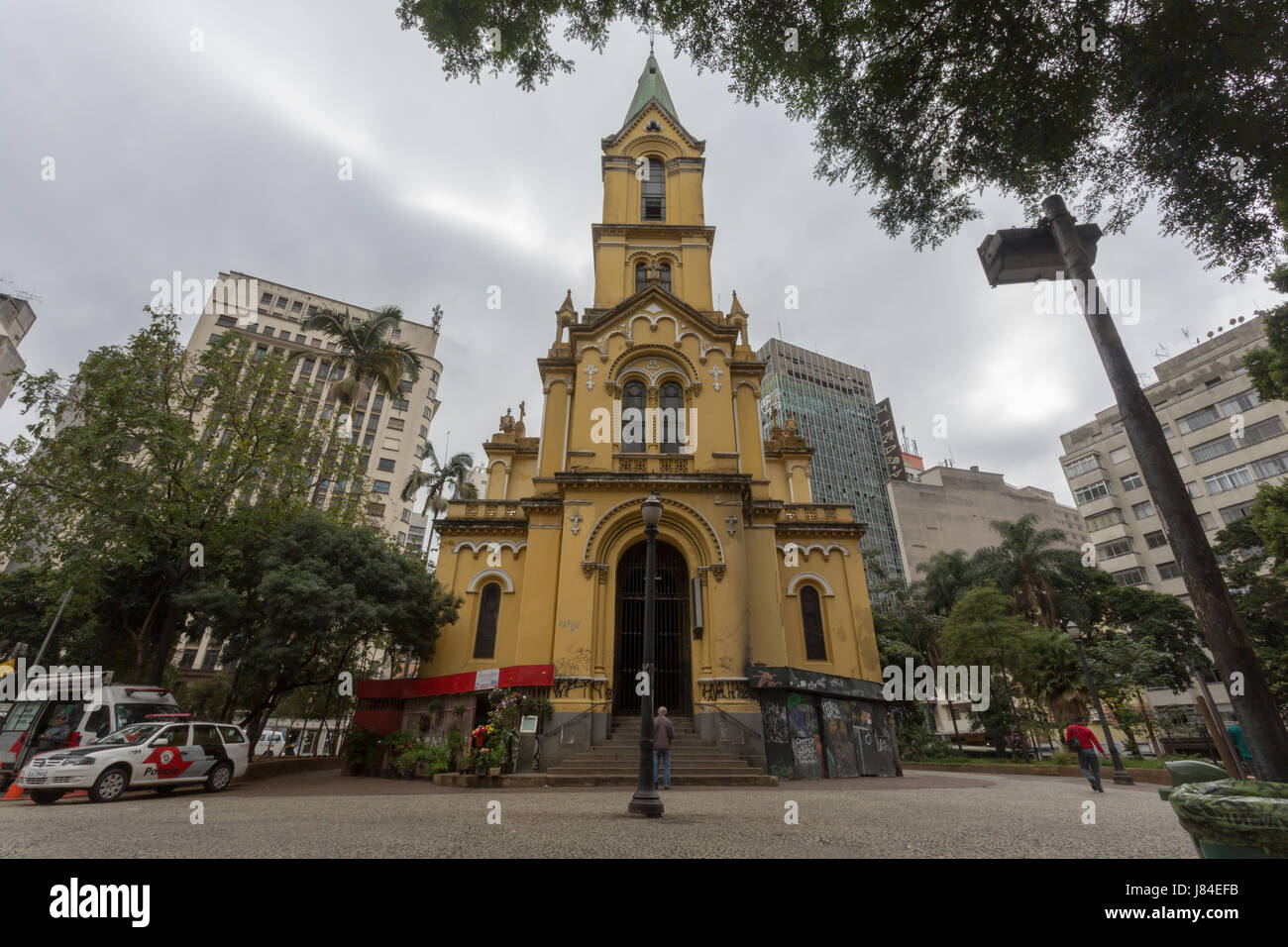 Igreja Nossa Senhora do Rosario Dos Homens Pretos, Largo do Paissandu, Sao Paulo, Brasilien Stockfoto