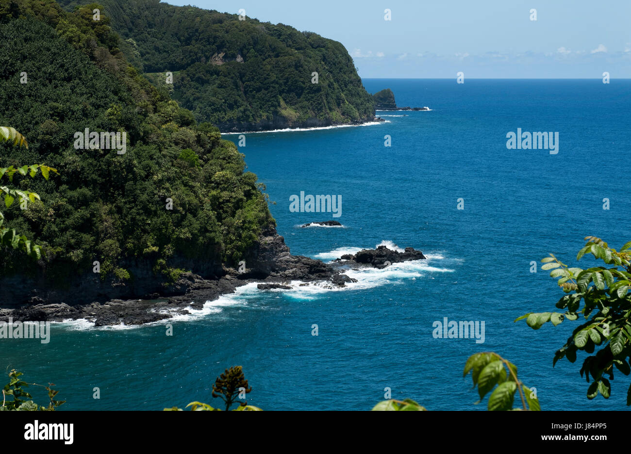 Die Wicklung Hana Highway, die Straße nach Hana, Maui, Hawaii Stockfoto