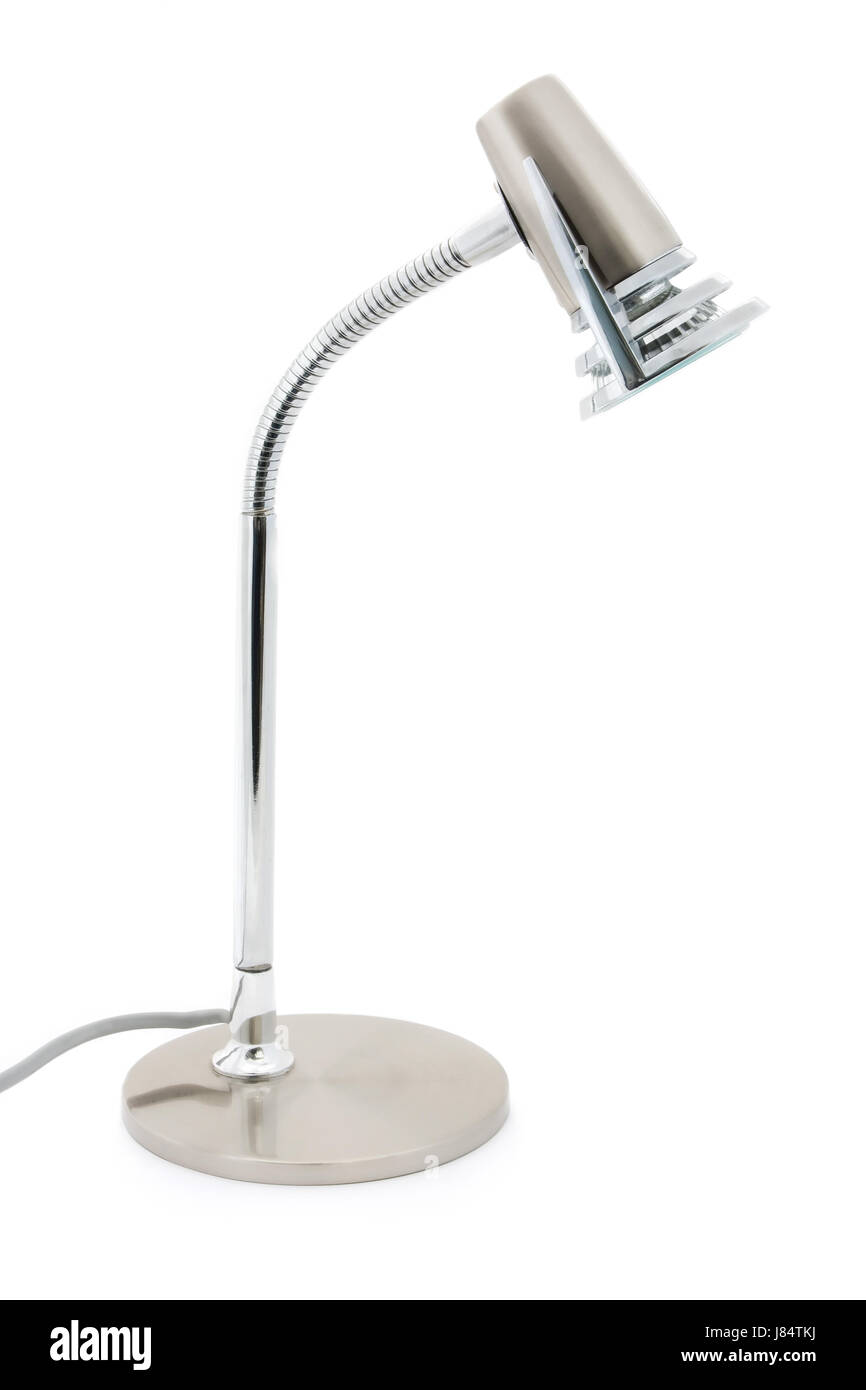 isolierte Silber Metall Lampe Glühbirne Shiner Lampe Koryphäe Licht Büro Stockfoto