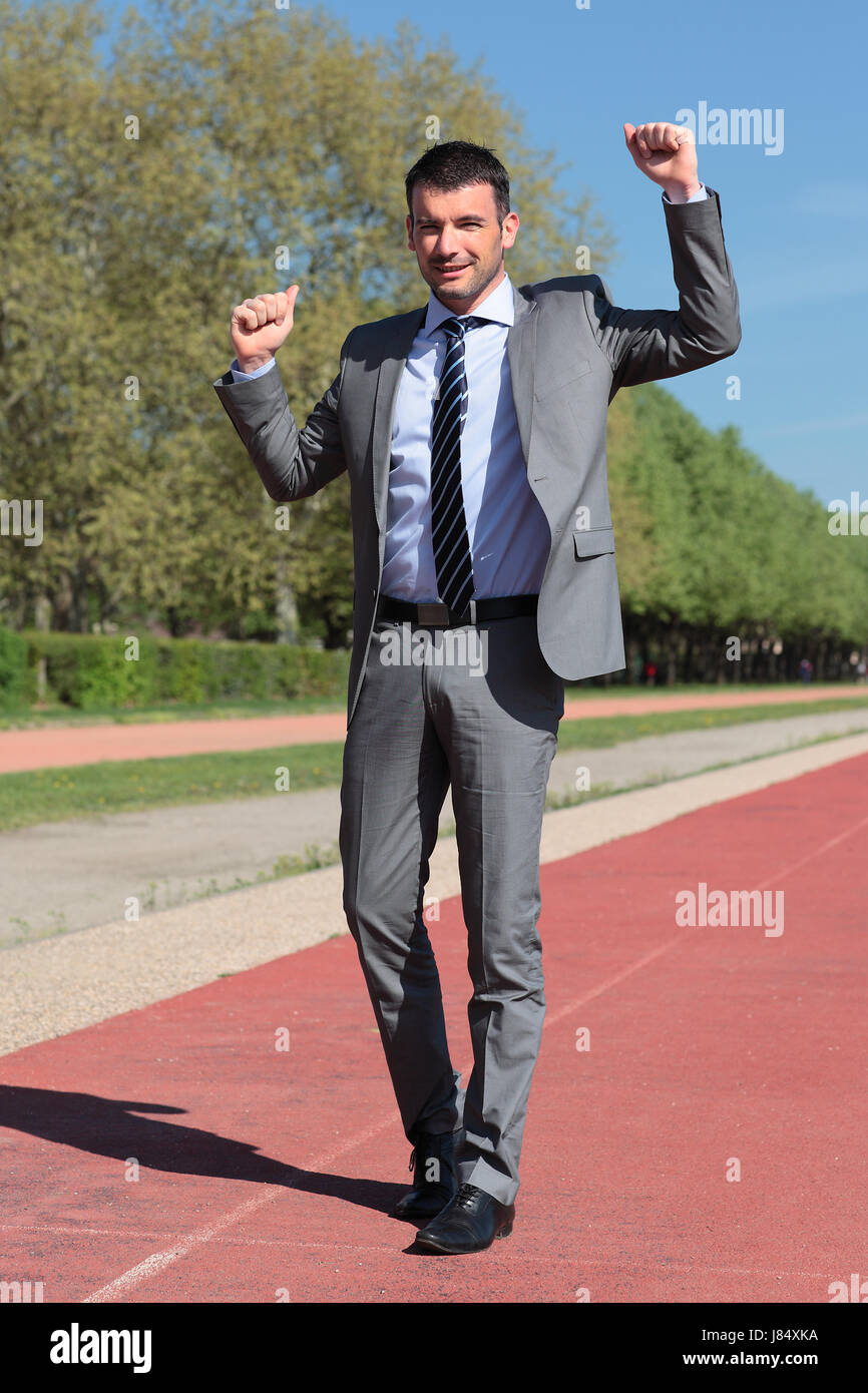 Modell Design Projekt Konzept Plan Entwurf Gewinner Mann Geschäftsmann Geschäftserfolg Stockfoto