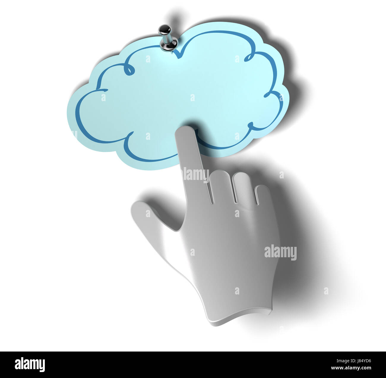 blaue Finger Modell Design Projekt Konzept Plan Entwurf verbundenen Cloud Wand Stockfoto