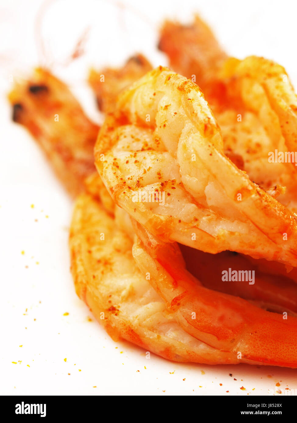 Shrimps pikante Garnelen vom Grill Grill Grill Bbq Bar-b-Q essen Nahrungsmittel Makro Stockfoto